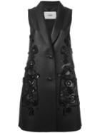 Fendi Gilet With Applications, Women's, Size: 44, Black, Lamb Skin/nappa Leather/polyamide/viscose