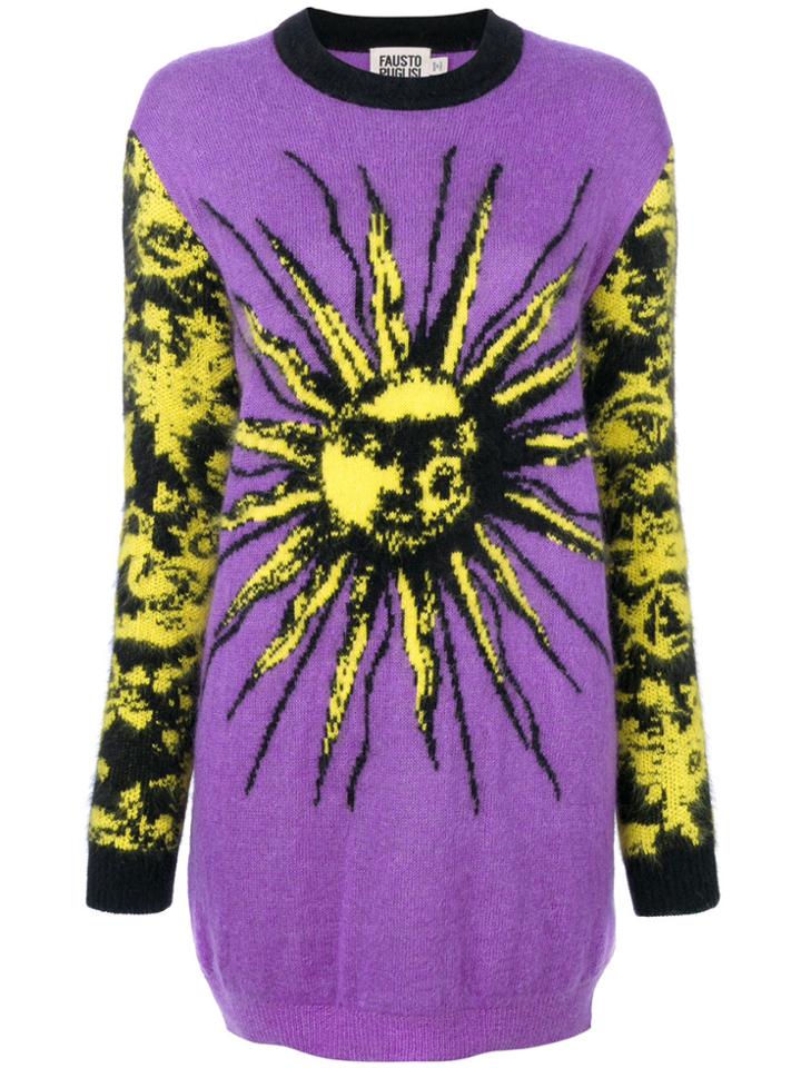 Fausto Puglisi Sun Intarsia Knit Dress - Pink & Purple