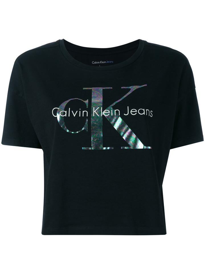 Calvin Klein Jeans Logo T-shirt, Women's, Size: Small, Black, Cotton