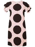 Valentino Polka Dot Ruffle Trim Shift Dress - White