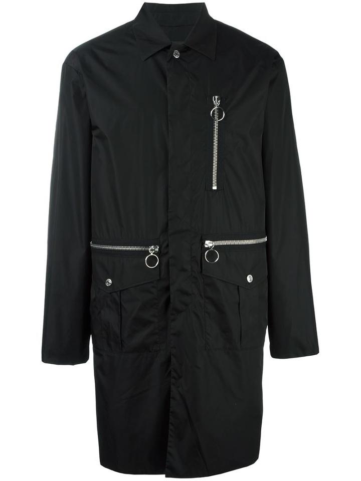 Mid-length Zipped Parka, Men's, Size: 52, Black, Polyamide/polyurethane, Dsquared2