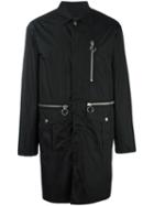 Mid-length Zipped Parka, Men's, Size: 52, Black, Polyamide/polyurethane, Dsquared2