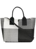 Truss Nyc Contrast Check Top-handle Tote - Black