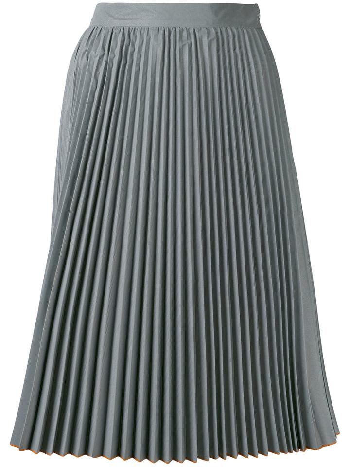 Marios - Contrast Hem Pleated Skirt - Women - Polyester - M, Grey, Polyester