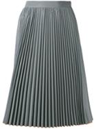 Marios - Contrast Hem Pleated Skirt - Women - Polyester - M, Grey, Polyester