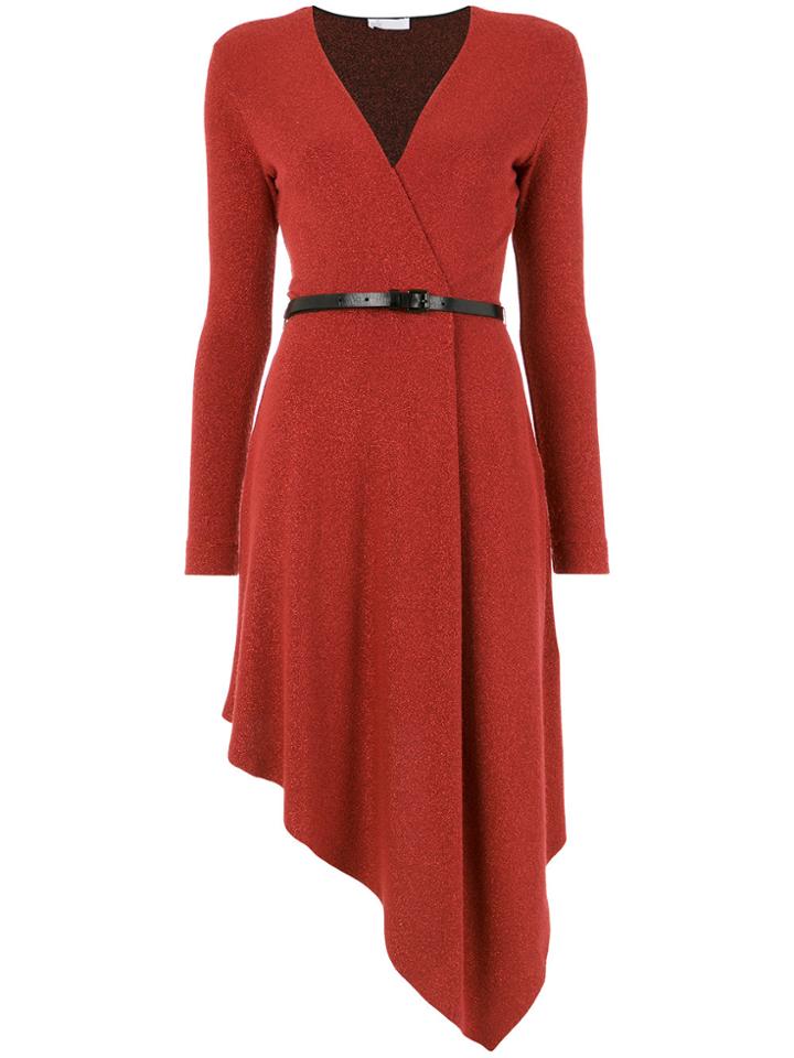 Nk Asymmetric Midi Dress - Red
