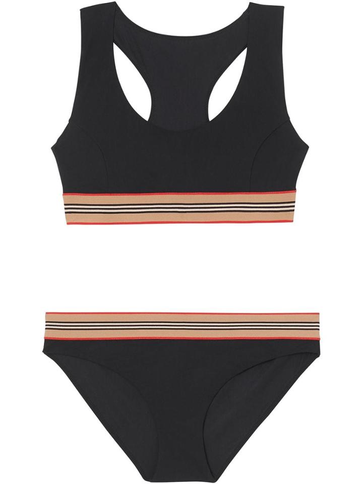 Burberry Icon Stripe Detail Bikini - Black