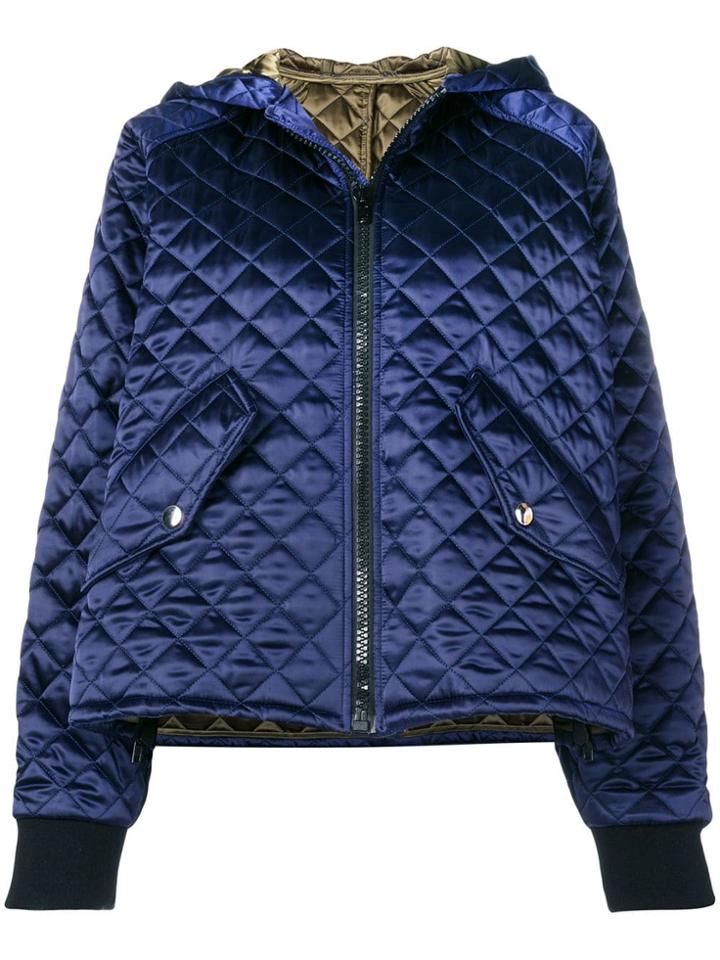 Msgm Hooded Quilted Jacket - Blue