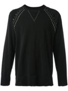 Laneus Studded Sweatshirt, Size: Large, Black, Cotton/glycereth-2 Cocoate