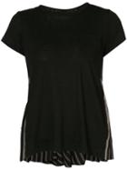 Sacai - Striped T-shirt - Women - Linen/flax/polyester - 3, Black, Linen/flax/polyester
