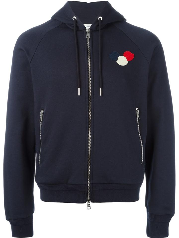 Moncler Logo Plaque Hoodie - Blue