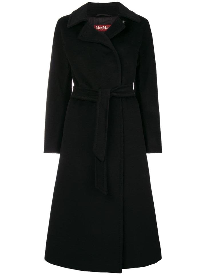 Max Mara Studio Long Belted Coat - Black