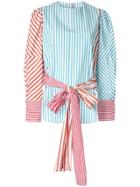 Silvia Tcherassi Belted Striped Blouse - Green