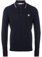 Moncler Long Sleeve Polo Shirt, Men's, Size: Medium, Blue, Cotton