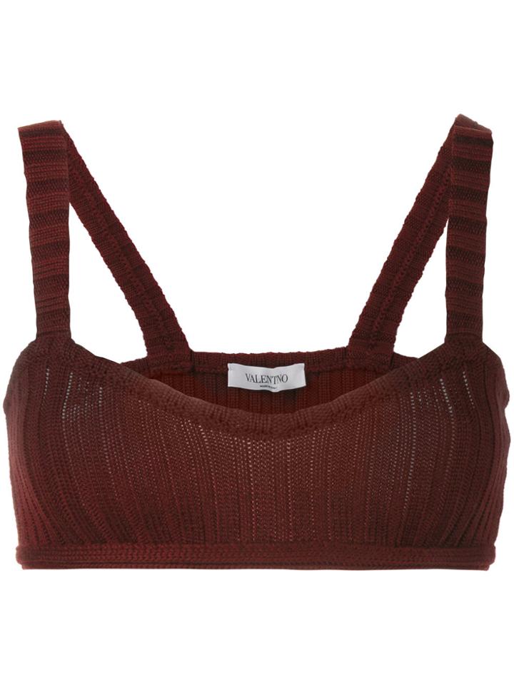 Valentino Knitted Cropped Top - Red