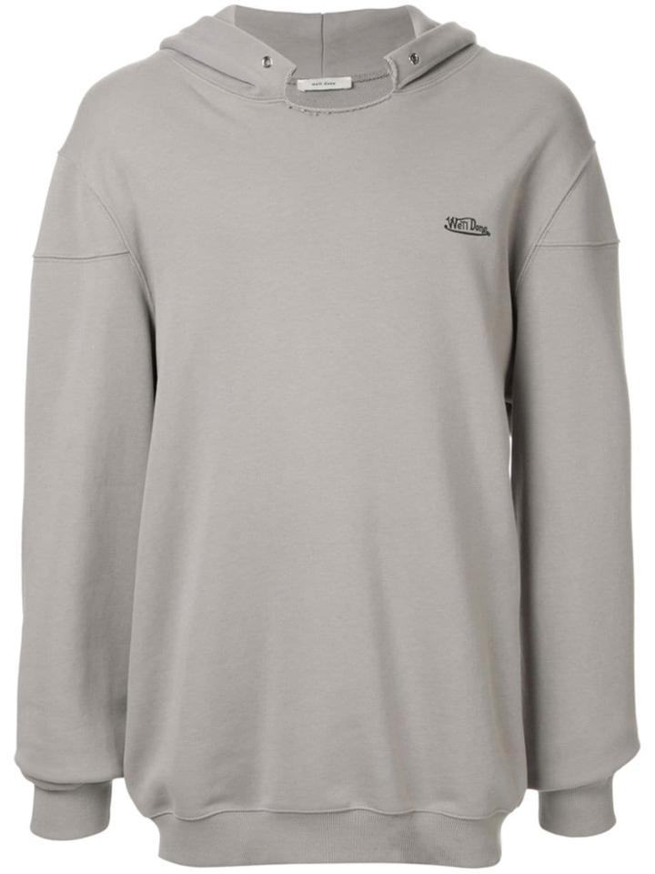 We11done Distressed Collar Hoodie - Grey