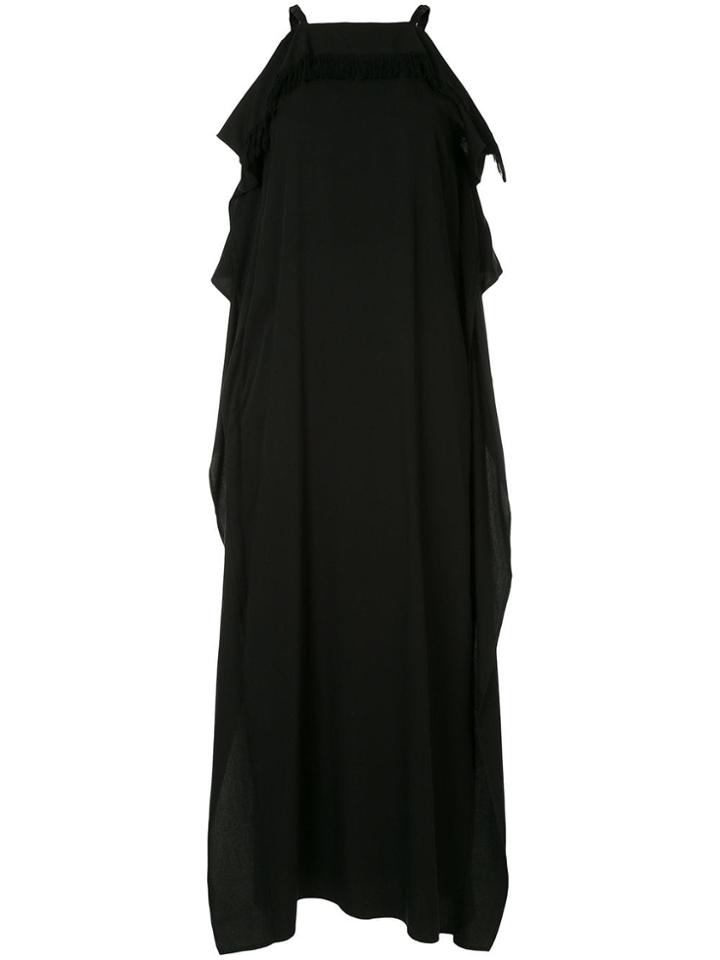 Y's Fringe Trim Dress - Black