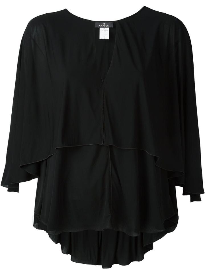Capucci Flared V-neck Blouse - Black