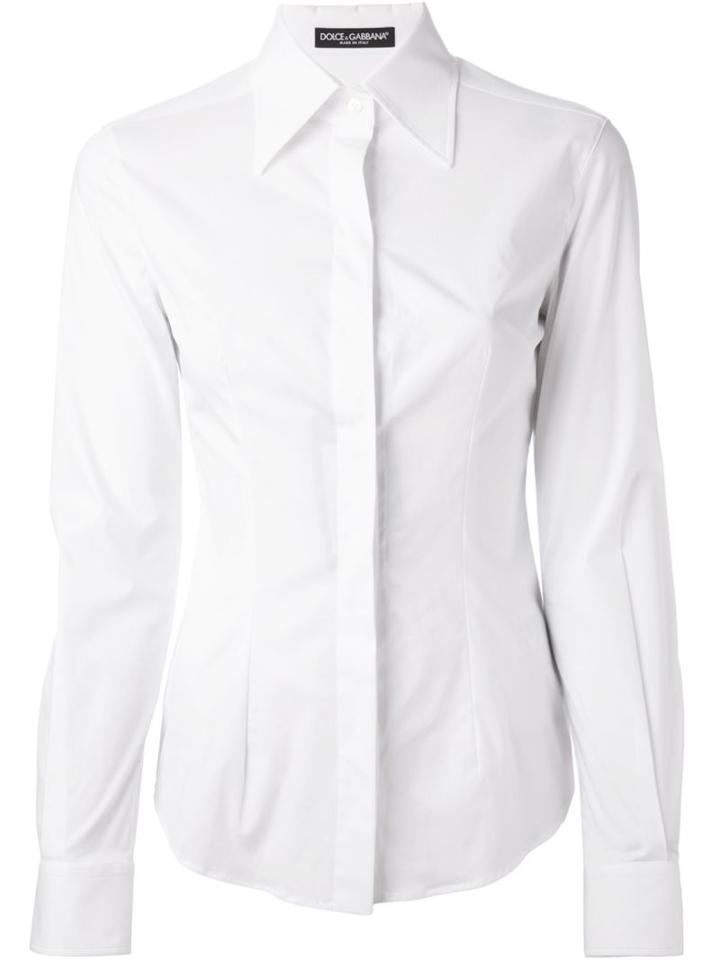 Dolce & Gabbana Classic Shirt, Women's, Size: 44, White, Cotton/elastodiene
