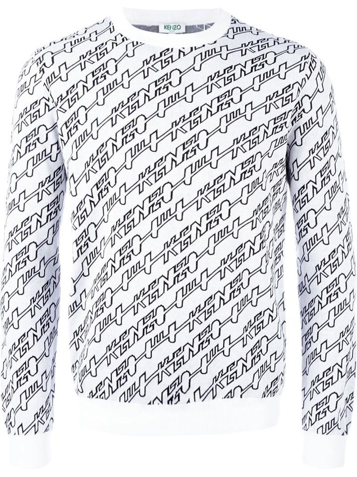 Kenzo Diagonal Stripe Jumper, Men's, Size: M, Grey, Cotton