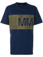 Mr & Mrs Italy Distressed Logo Panel T-shirt - Blue