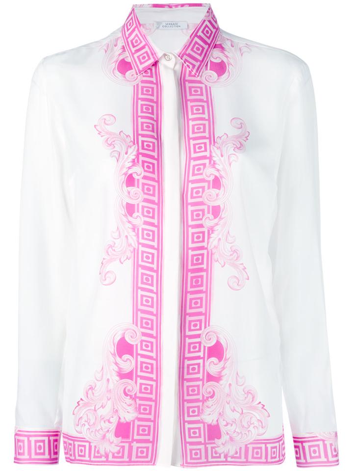 Versace Collection - Arabesque Print Shirt - Women - Silk - 46, White, Silk
