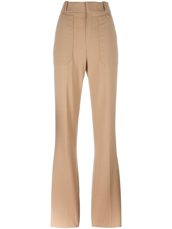 Chloé Fitted Flared Trousers, Women's, Size: 36, Nude/neutrals, Silk/spandex/elastane/virgin Wool