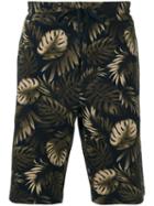 Vince - Leaves Print Sweatshorts - Men - Cotton - Xl, Black, Cotton