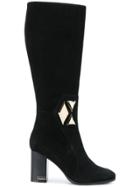 Baldinini Geometric Detail Knee Boots - Black