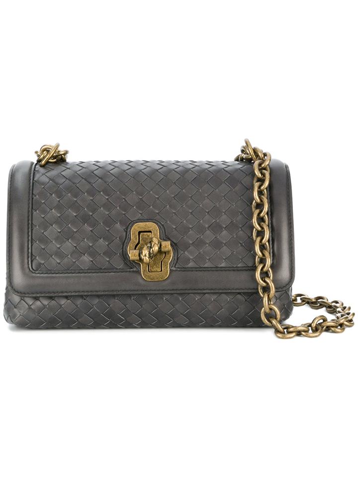 Bottega Veneta Light Grey Intrecciato Nappa Top Olimpia Knot Bag