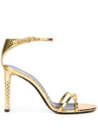 Saint Laurent Amber Embossed Sandals - Gold