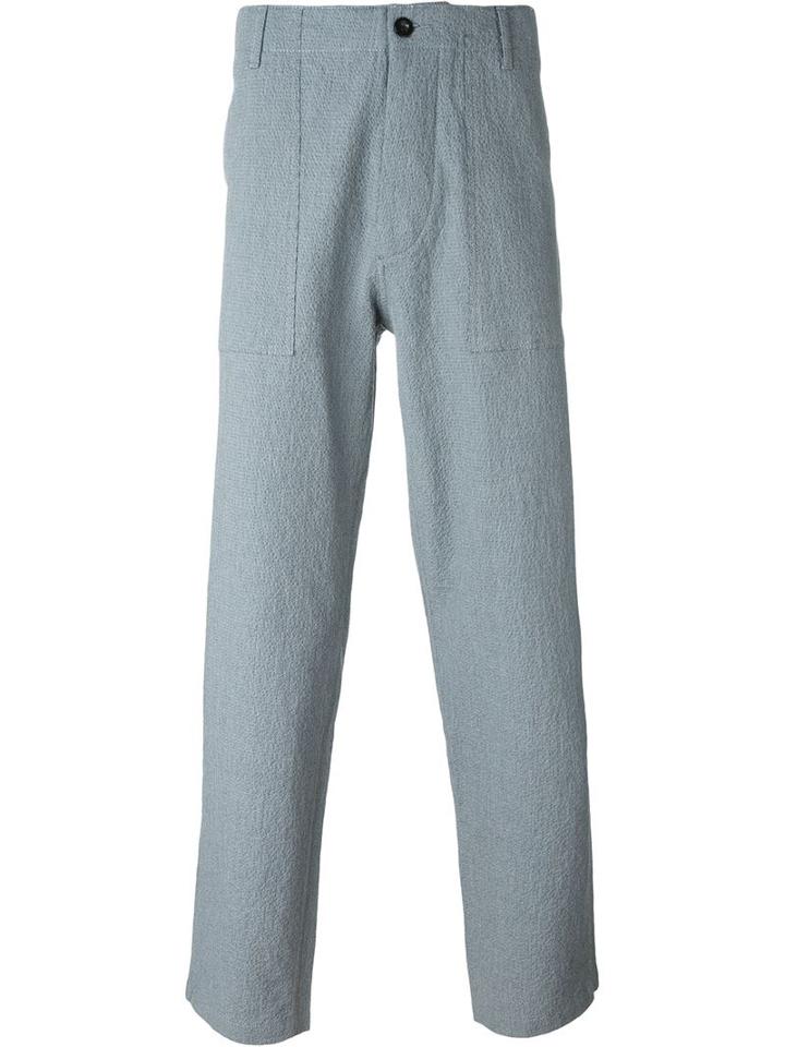 Maison Kitsuné Worker Trousers, Men's, Size: 30, Blue, Cotton/spandex/elastane