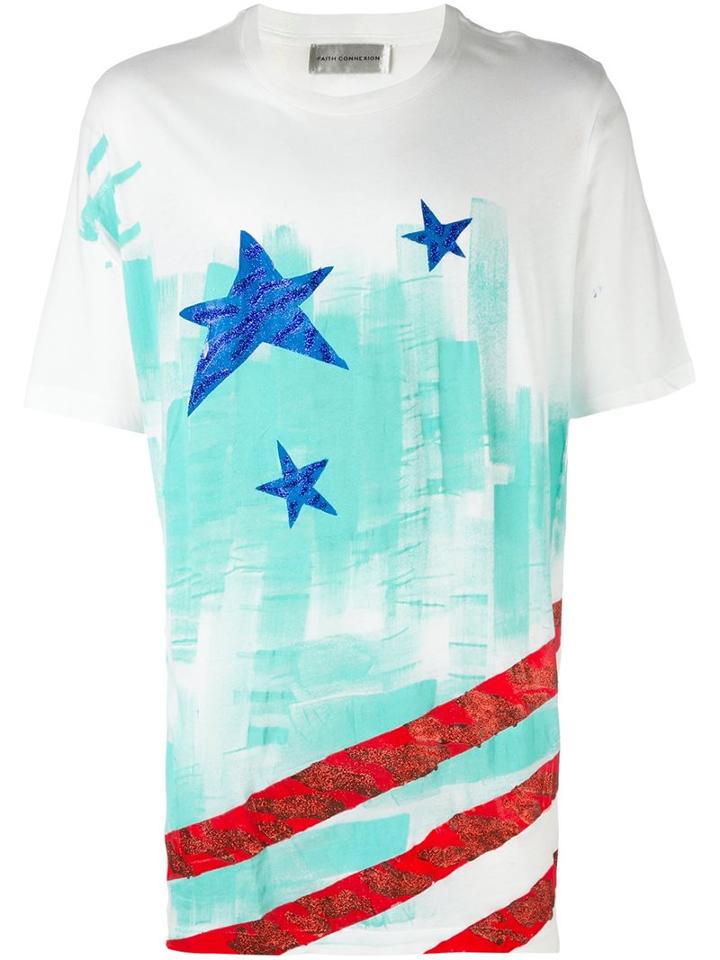 Faith Connexion - Oversized Stars And Striped T-shirt - Men - Cotton - M, White, Cotton