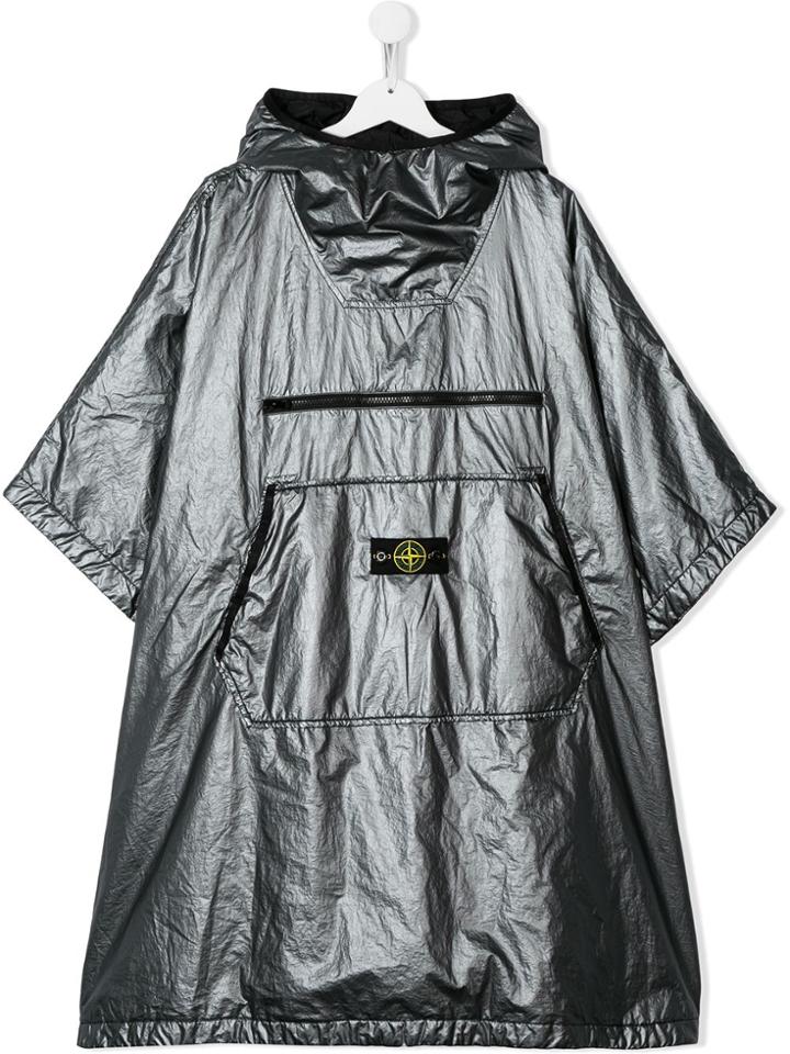 Stone Island Junior Logo Metallic Anorak - Grey