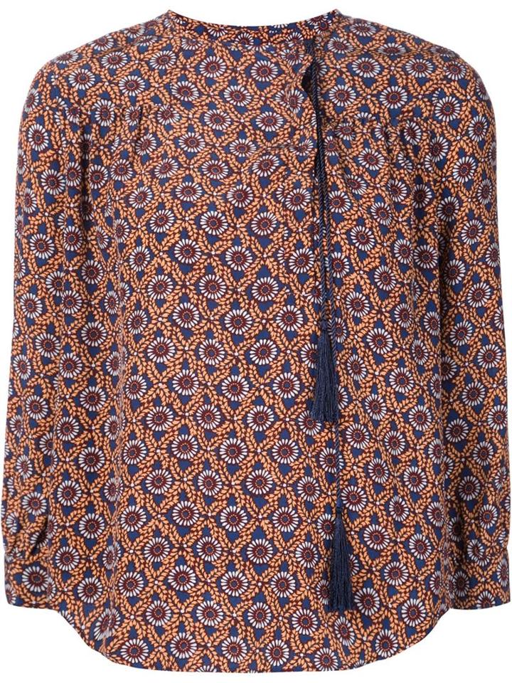 Derek Lam 10 Crosby Tassel Detail Printed Blouse