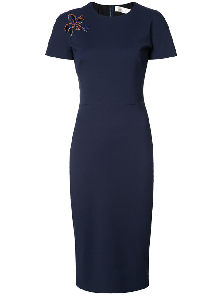 Victoria Beckham Embroidered Orchid Dress - Blue