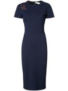 Victoria Beckham Embroidered Orchid Dress - Blue