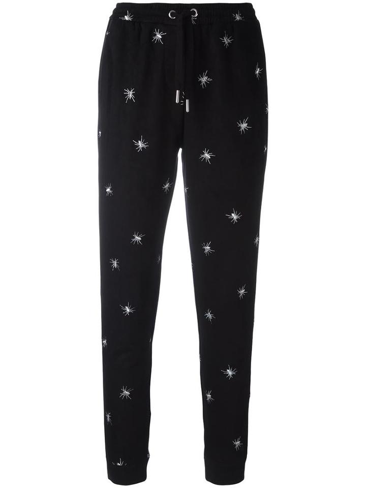 Zoe Karssen Spider Embroidered Track Pants, Women's, Size: Xs, Black, Polyester/spandex/elastane