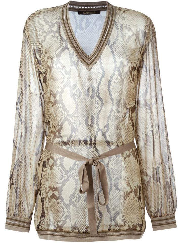 Roberto Cavalli Sheer Snakeskin Blouse