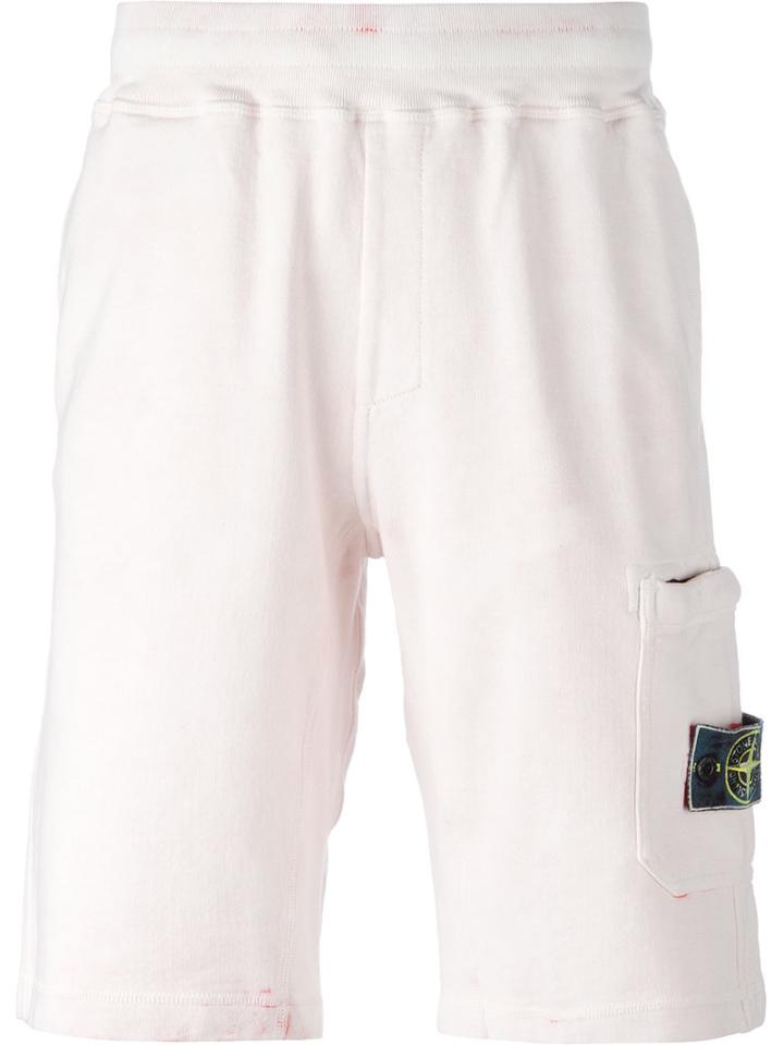 Stone Island Elasticated Waistband Sweat Shorts, Men's, Size: Medium, Pink/purple, Cotton