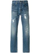 Saint Laurent Distressed Slim-fit Jeans - Blue