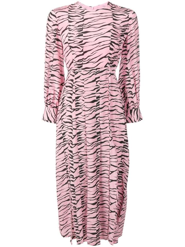 Rixo Tiger Print Flared Dress - Pink