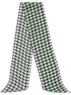 Rixo London Houndstooth Print Scarf - Green