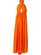 Msgm Halterneck Gown, Women's, Size: 44, Yellow/orange, Polyester