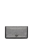 Prada Crystal Embroidered Wallet On Chain - Black