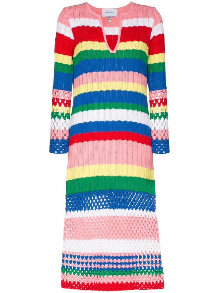 Mira Mikati Striped Mid-length Dress - Red