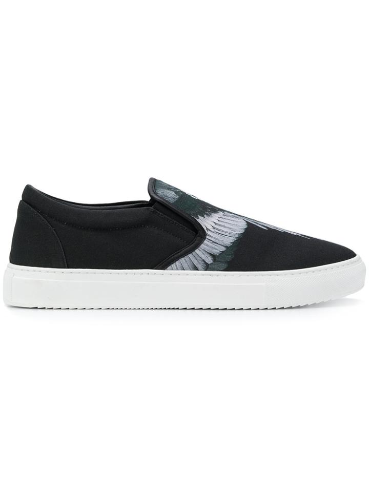 Marcelo Burlon County Of Milan Feather Print Slip-on Sneakers - Black