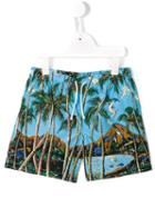 Dolce & Gabbana Kids Palm Tree Print Swim Shorts, Boy's, Size: 10 Yrs