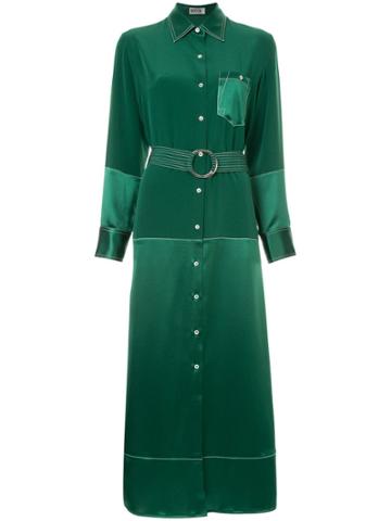 Bedouin Paneled Shirt Dress - Green