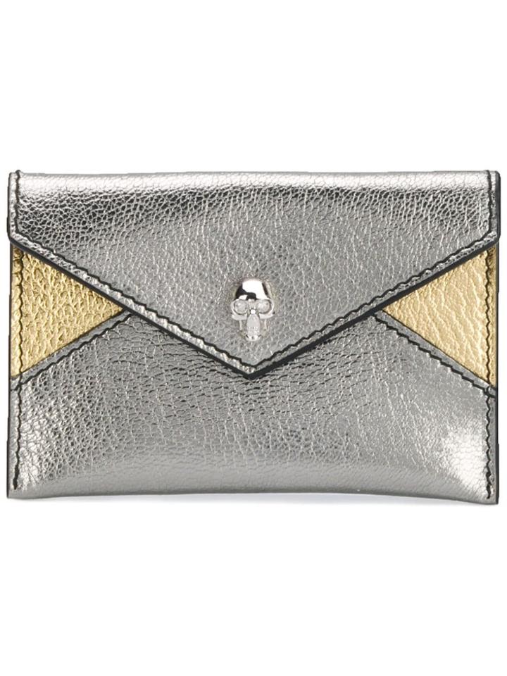 Alexander Mcqueen Skull Envelope Wallet - Silver